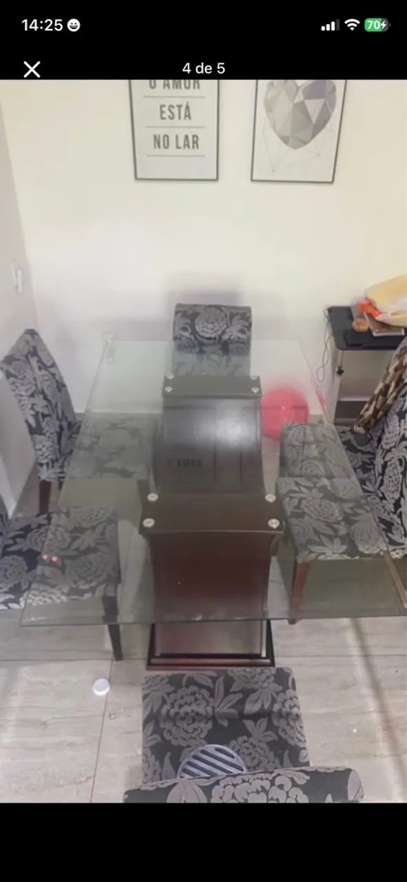 Mesa de vidro cozinha  com 6 cadeiras  - Foto 2