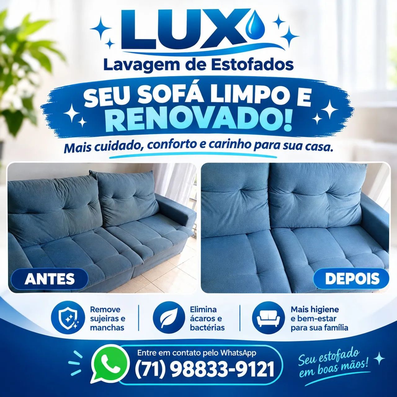 Lavagem de sofá R$ 120.00