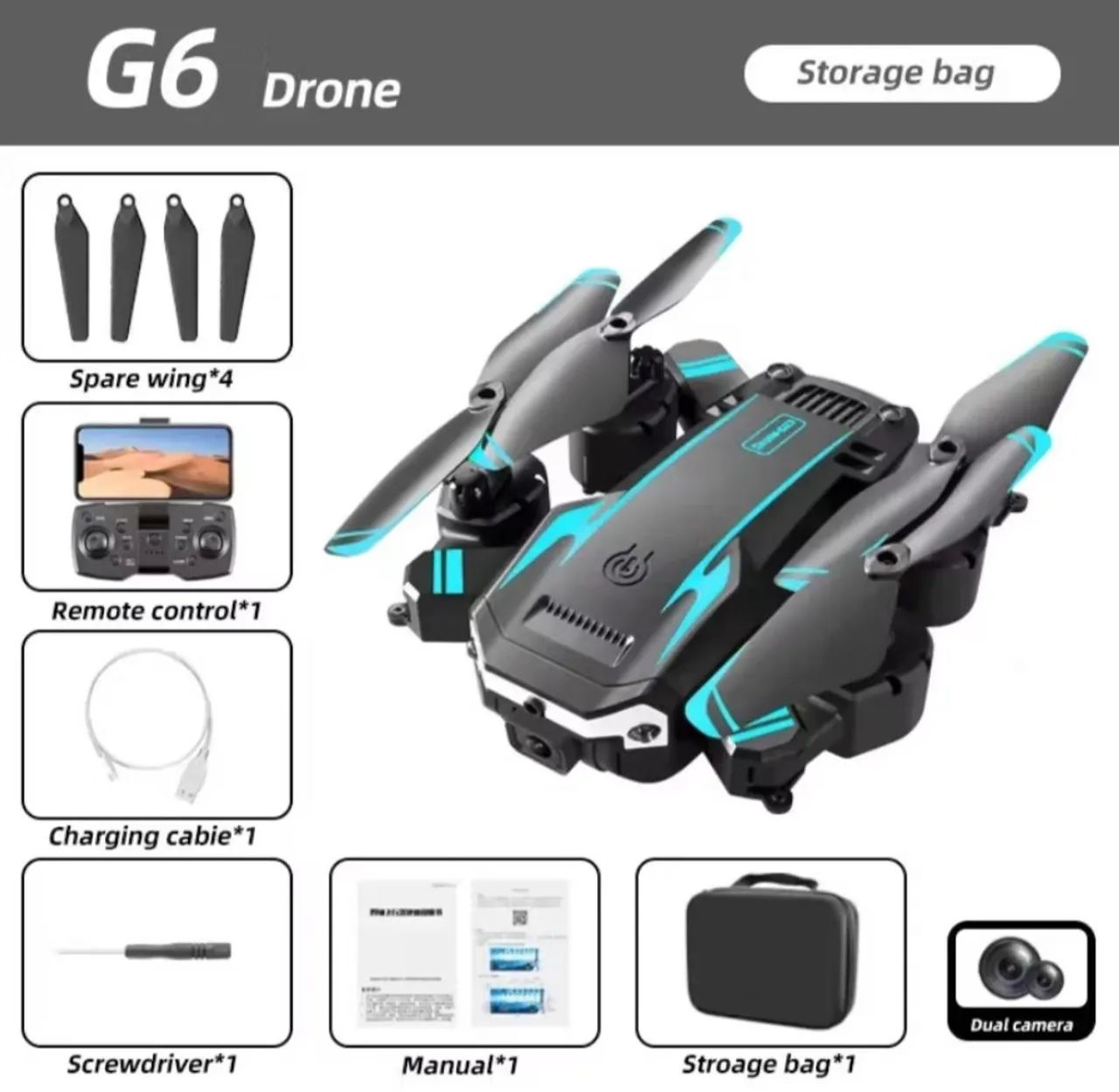 DRONE S6 G6 COM CAMERA E BAG - Foto 4