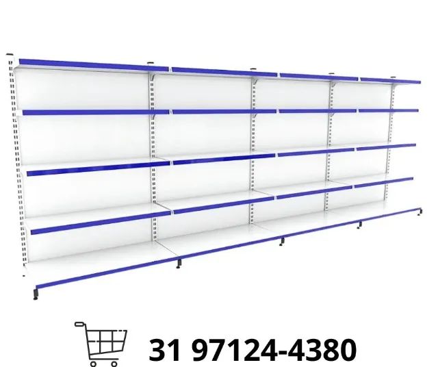 Gôndola de parede branca 5 bandejas Polar