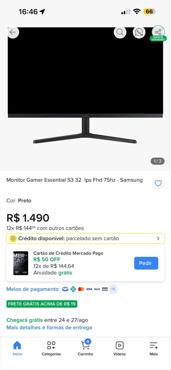 Monitor Samsung Gamer essential S3 32 polegadas Ips Fhd 75 hz - Foto 3