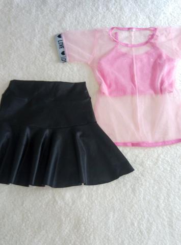Conjunto saia e blusa Tam 10 novo
