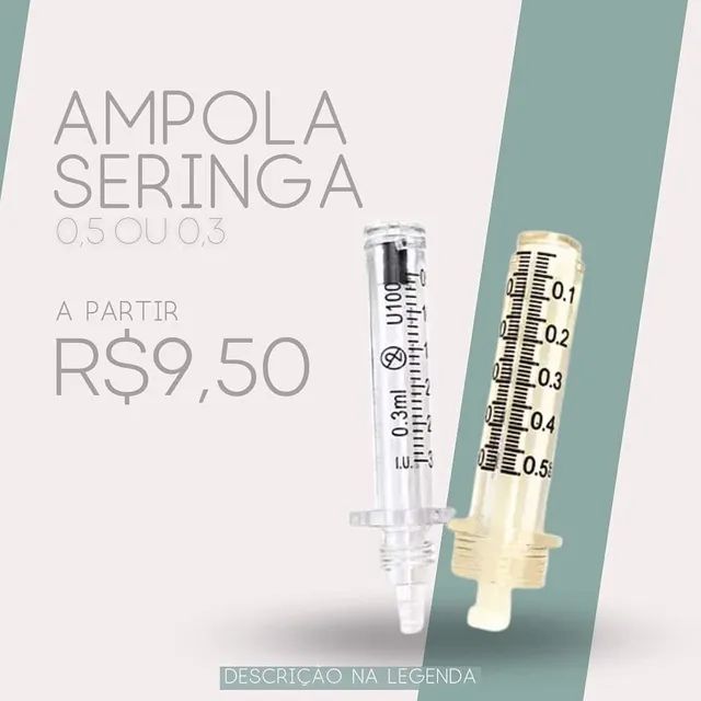 Seringa Ampola 0,3 ou 0,5 ml intradermo para Caneta pressurizada Hyaluron Pen Cartucho 