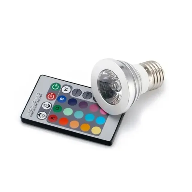 Lampada Led Remote Controll Colorida 3w Rgb Megaace Sl-e27