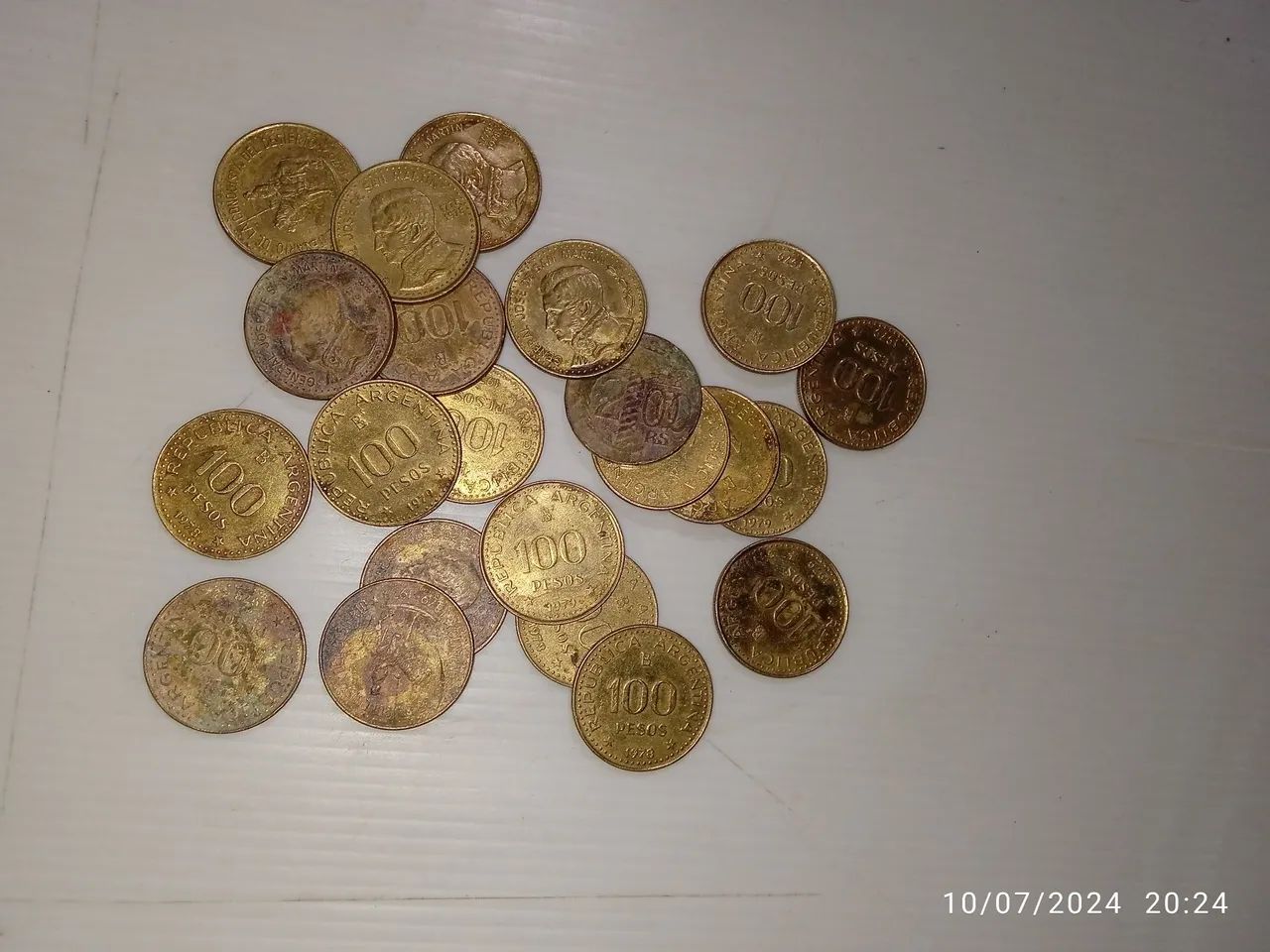 Moedas antigas Peso argentino da década de 70. Kit com 22 peças 