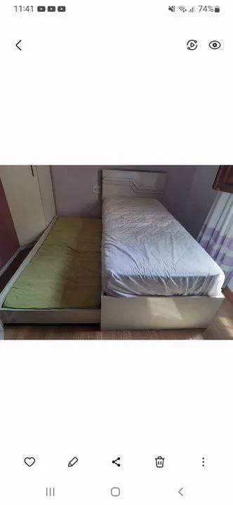 Cama Solteiro com Cama Auxiliar