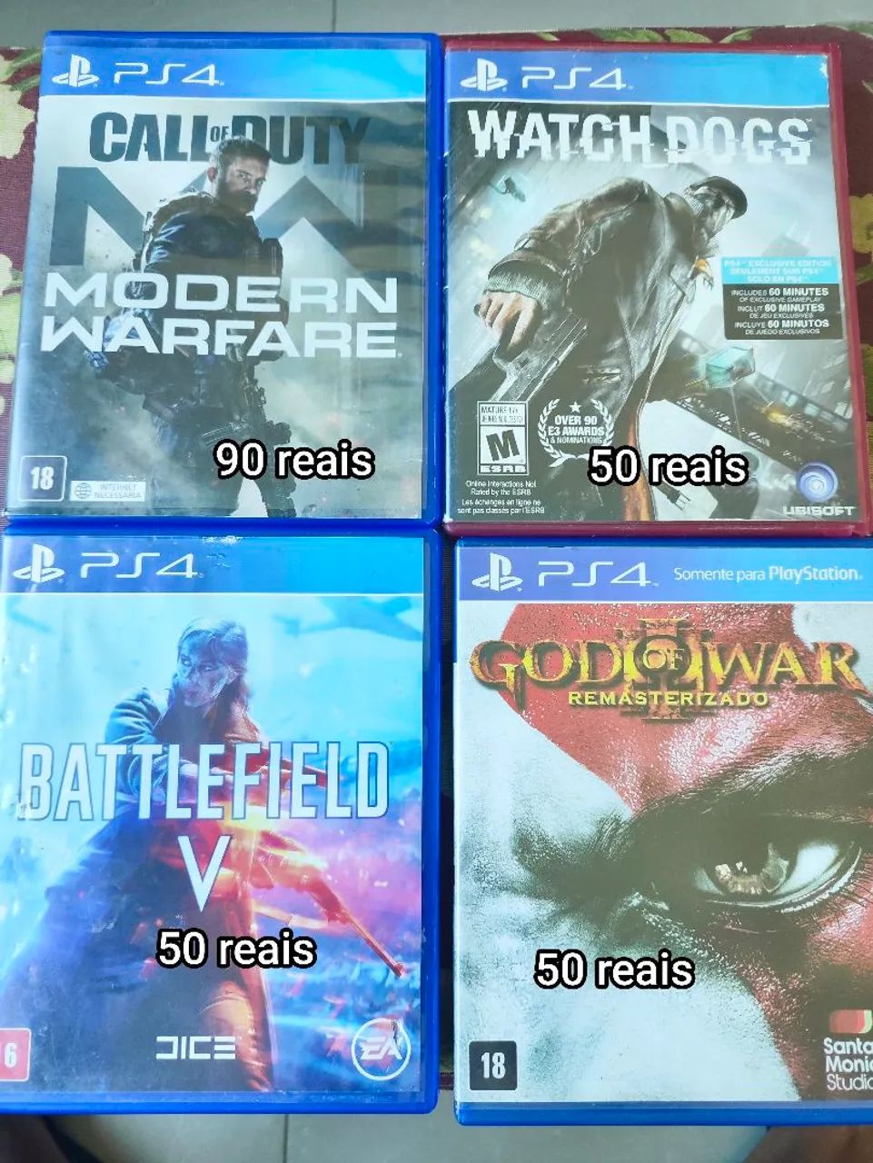 Jogos PS4 - Call of Duty, Watch Dogs, Battlefield V e God of War