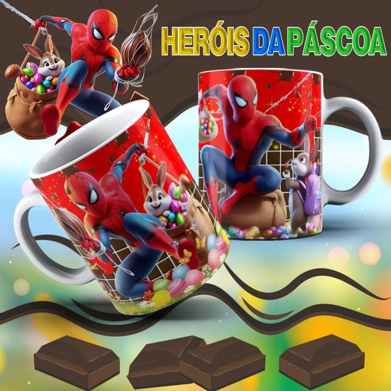 Canecas Personalizadas do Homem-Aranha - Heróis da Páscoa