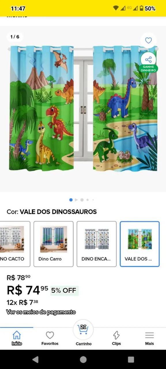 Cortina dinossauro quarto infantil  - Foto 4