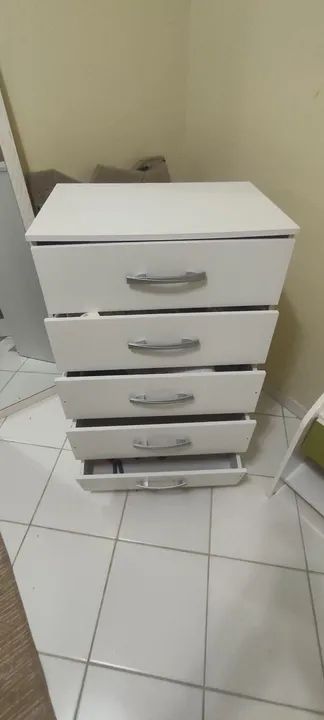 Cômoda 5 Gavetas - Branca - Foto 3