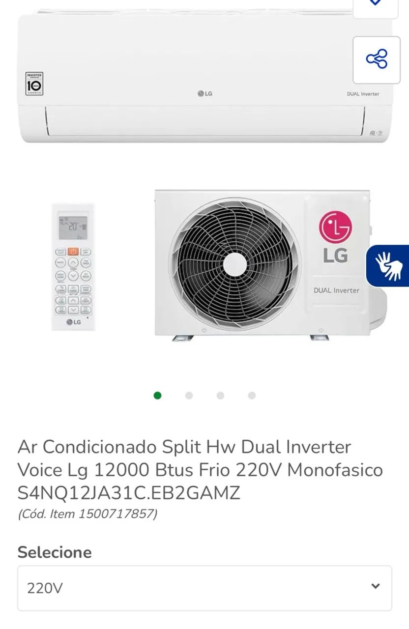Ar Condicionado Split Hw Dual Inverter LG 12000 Btus Frio 220V Monofasico
