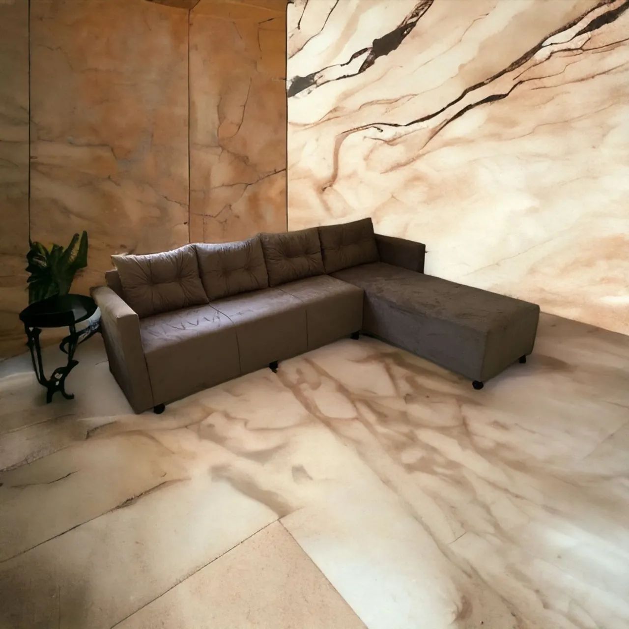 SOFÁ COM CHAISE Bronze - Conforto e Estilo, OFERTA IMPERDÍVEL! - Foto 4