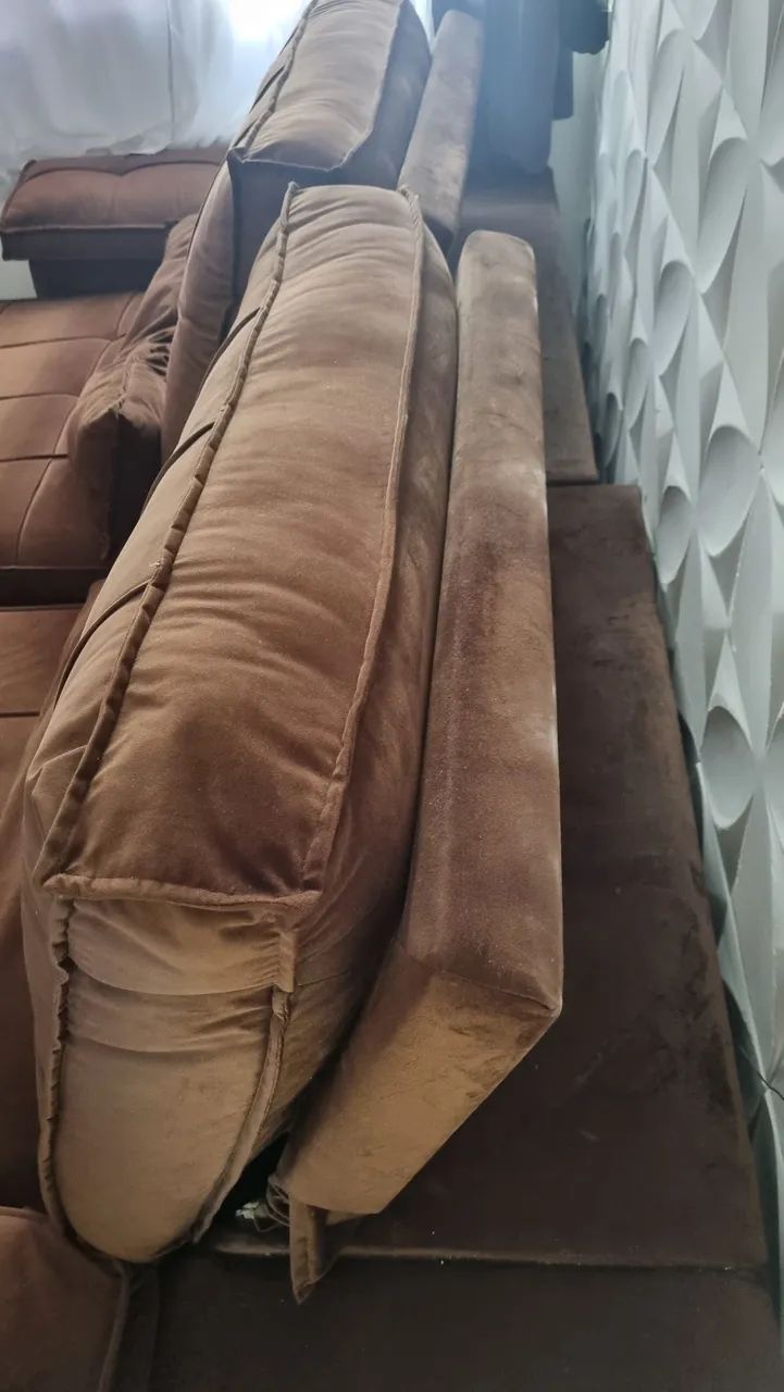 Sofá retrátil 4 lugares marrom Suede 2,50m  - Foto 3