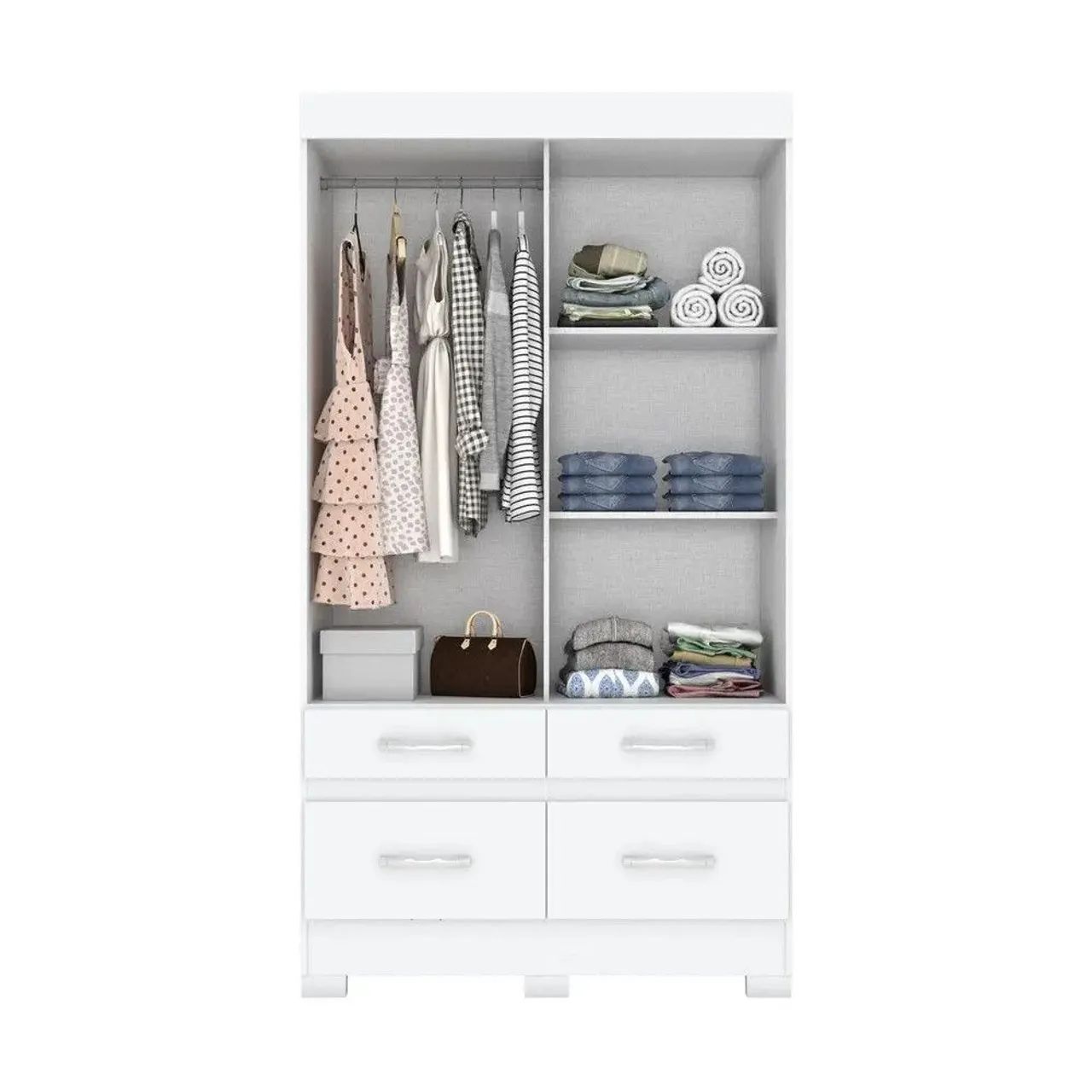 Guarda-roupa branco de correr com 4 gavetas - Foto 2