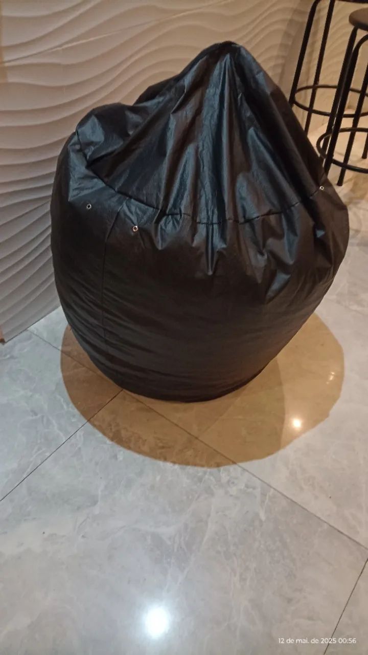 Puff em corino preto 1mx80cmx80cm novo grande COM ENCHIMENTO interno