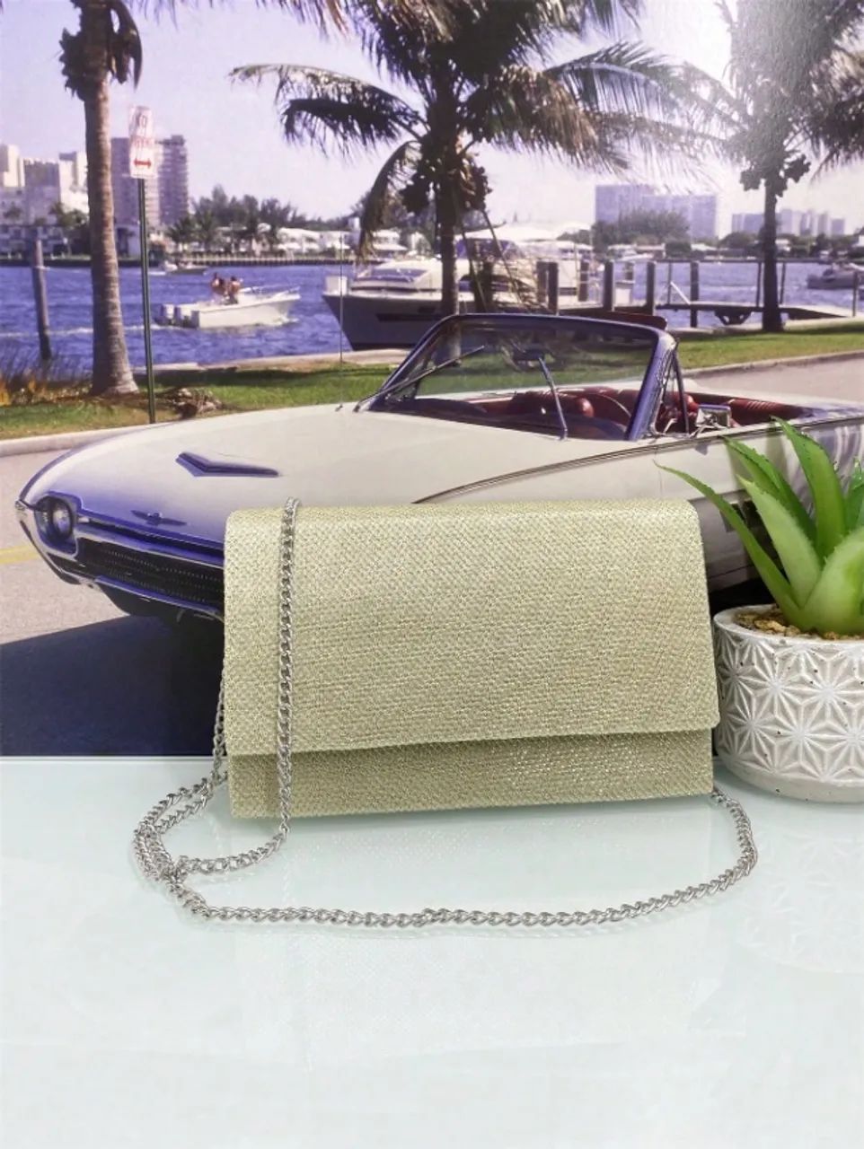 Bolsa Feminina quadrada Alça De Mão e Transversal - Foto 2