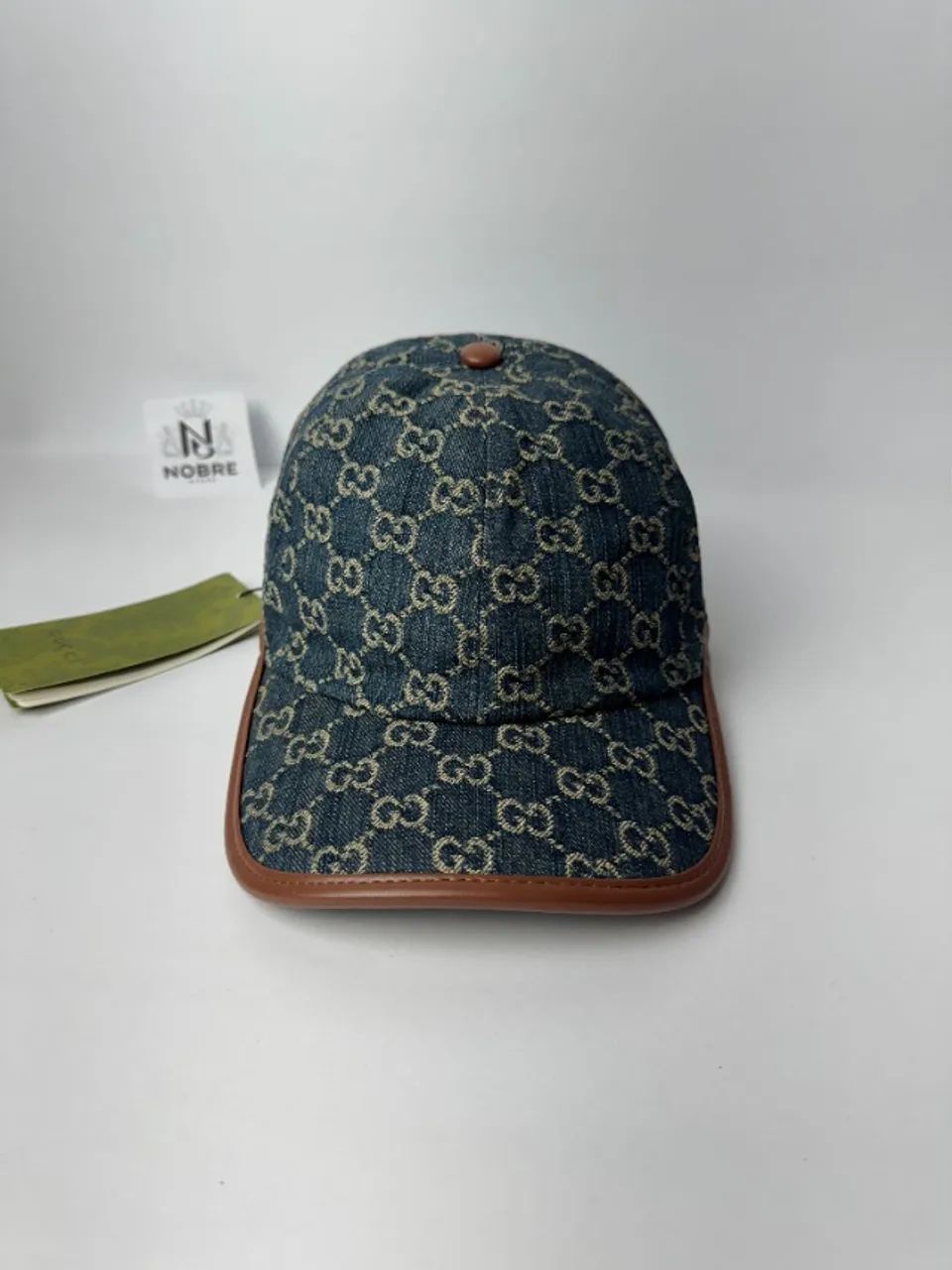Boné Gucci GG Monogram Denim Leather Trim ( Jeans ) - Foto 2