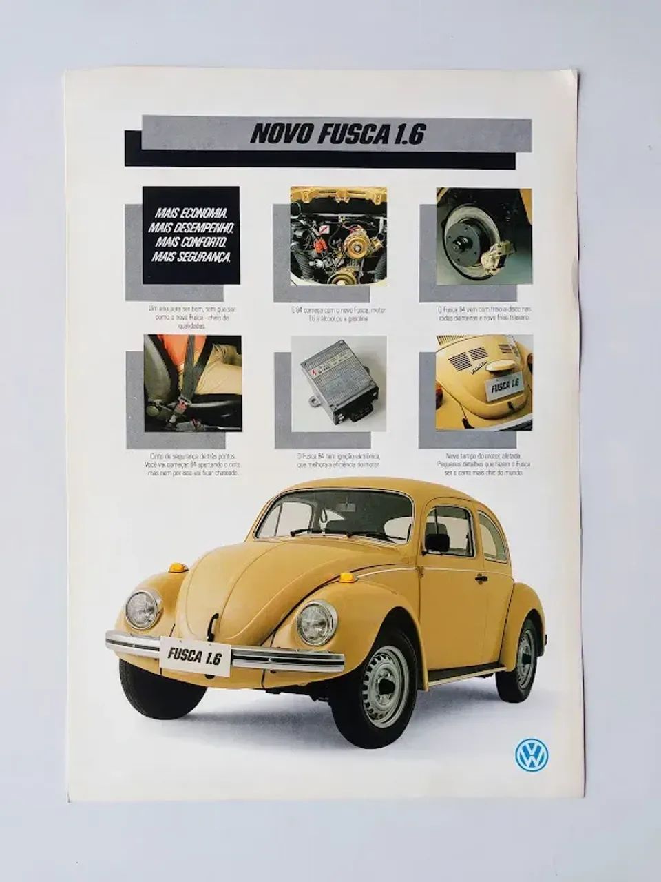 VW Fusca 1600 1984 - Catálogo Folheto Folder Prospecto
