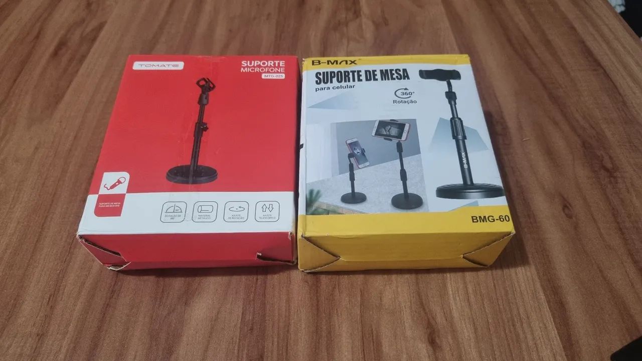 Suporte de microfone + suporte de celular 