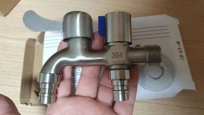 Torneira Dupla de Aço Inoxidável 304 para Máquina de Lavar