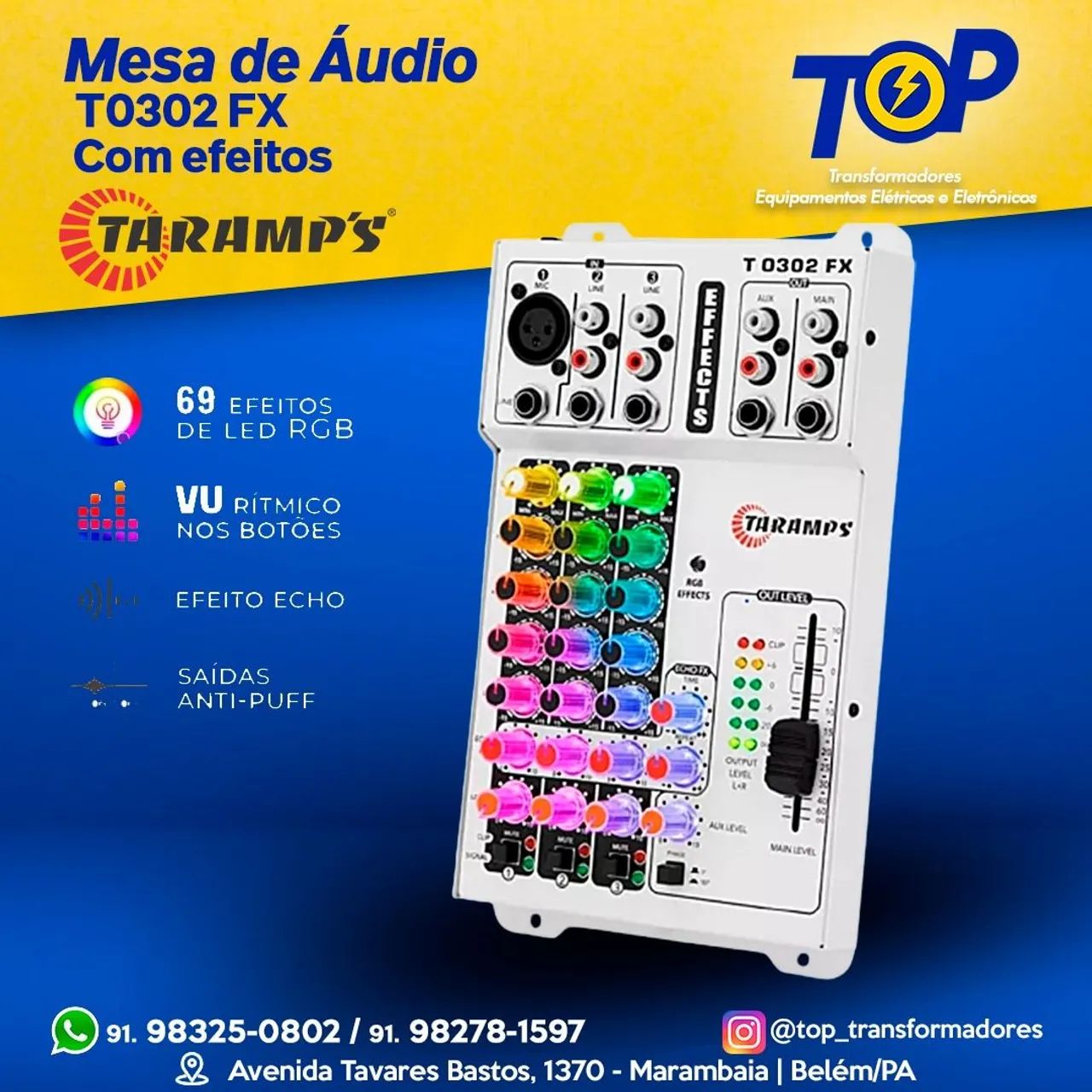 Mesa de Som 3 canais Taramps 