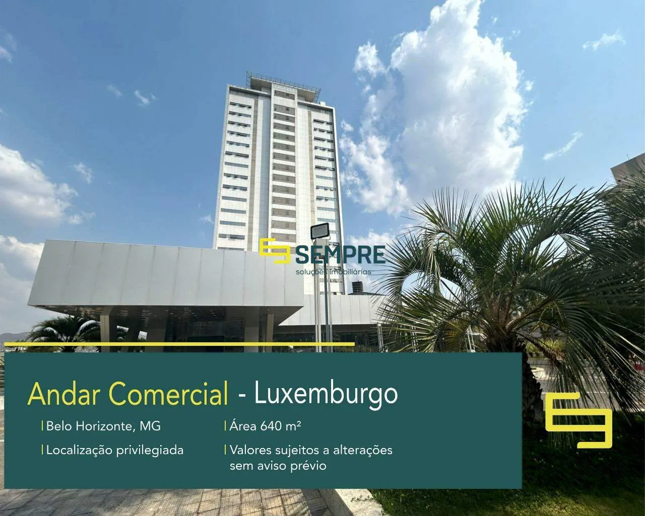 Aluguel de andar corporativo no Luxemburgo em BH
