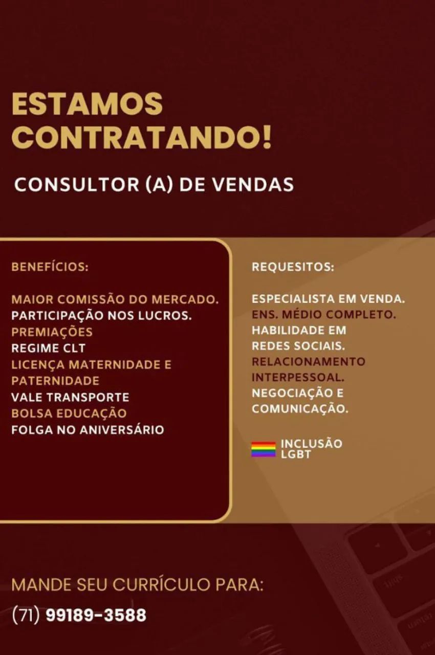 Vaga para vendedor(a)