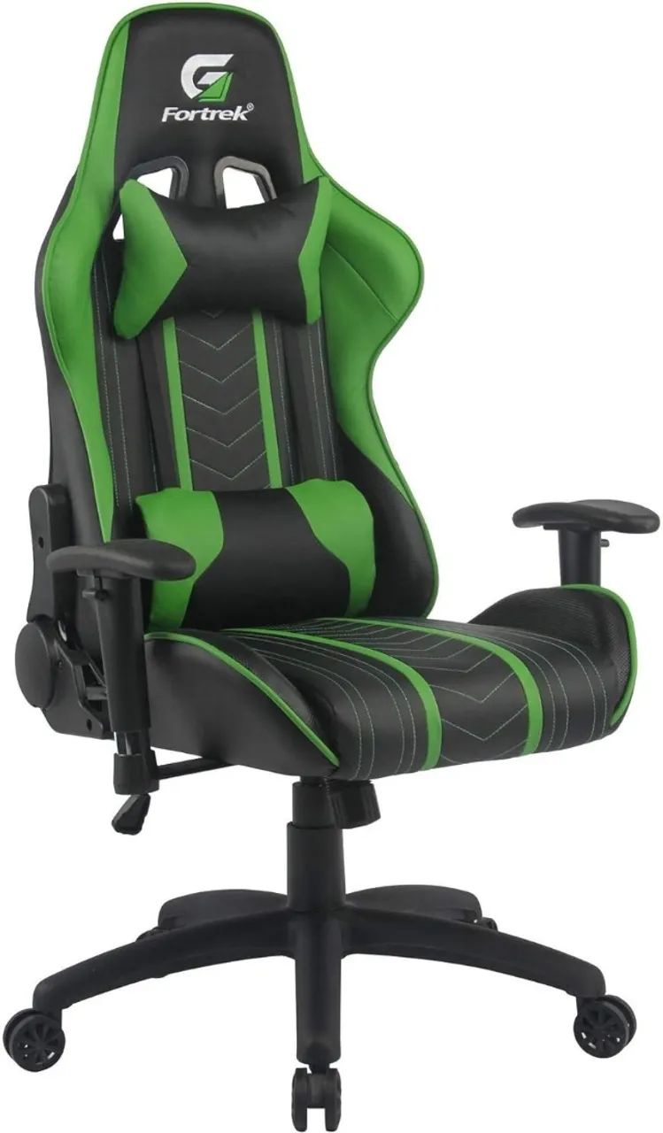 Cadeira Gamer Fortrek Black Hawk Preta/Verde, Reclinável, Ajuste Altura Braço - WZetta - Foto 3