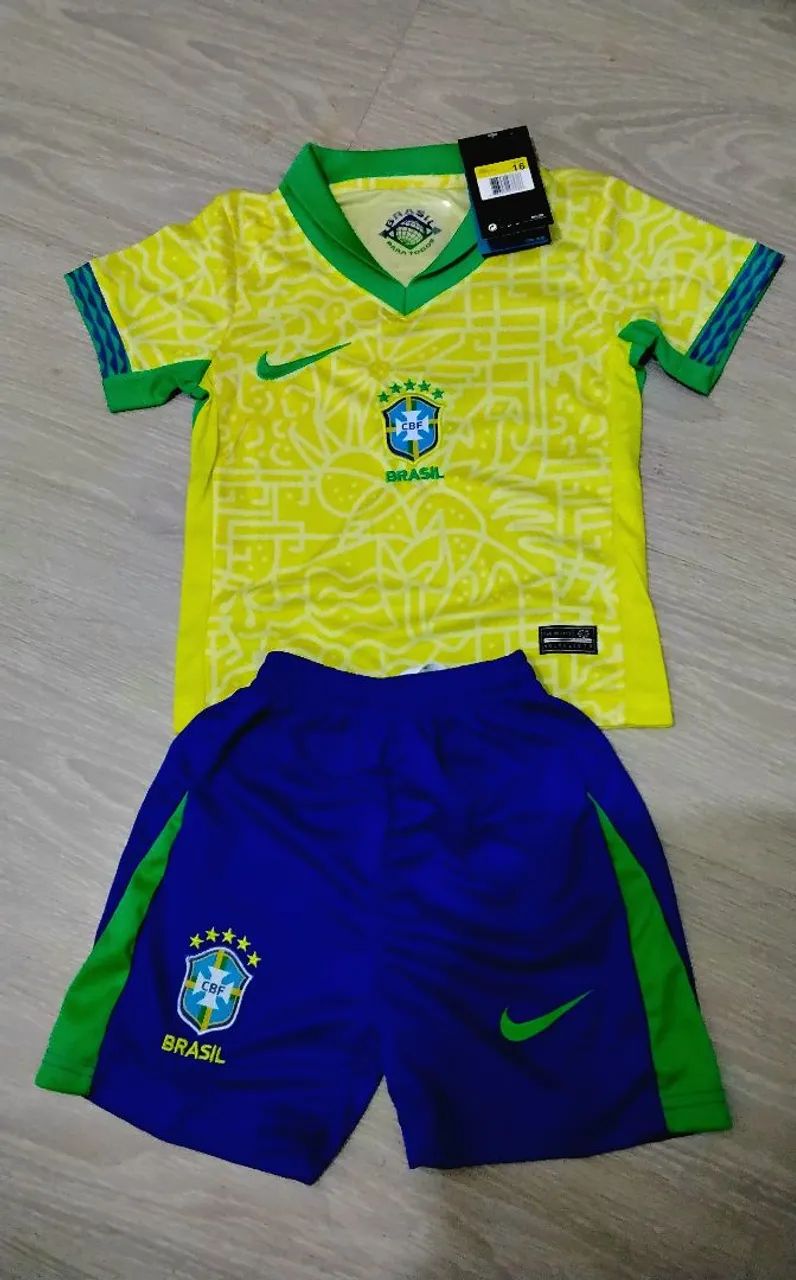 Conjunto INFANTIL Seleção Brasileira 2025 - fabricação Tailandesa + CAMISETA NIKE BRINDE - Foto 2
