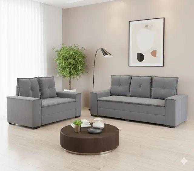 Sofa 2 e 3 lugares turim cinza (dividimos em ate 10x sem juros)