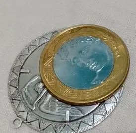  Pingente Prata 800 Medalha Anjo da Vitória - Foto 4