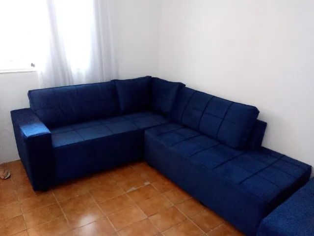 SOFA DE CANTO NOVO 5 LUGARES ESPUMA D33 E MOLAS TECIDO VELUDO