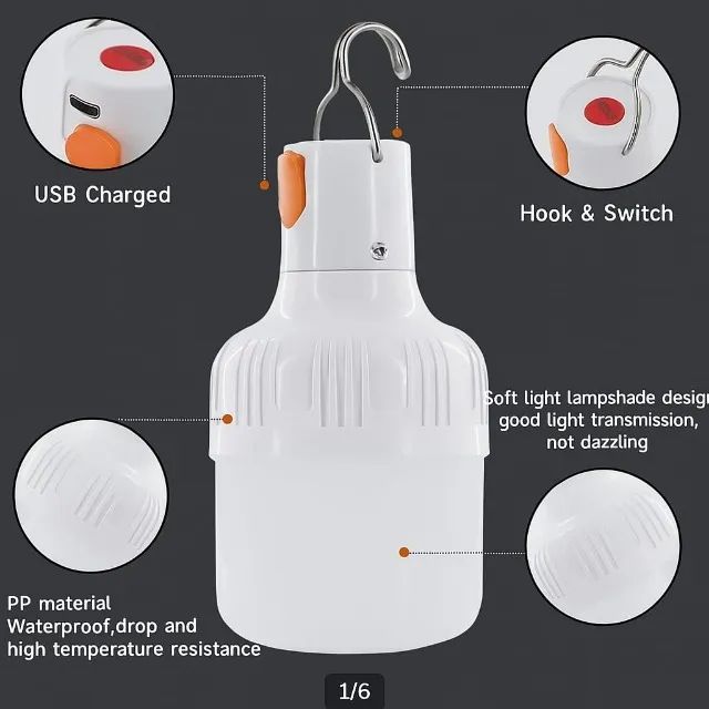 Lanterna Luminária Branca com gancho - Foto 2