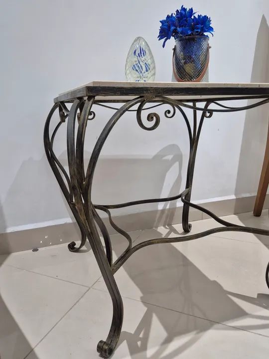 Mesa de centro em ferro e mármore traventino  - Foto 5