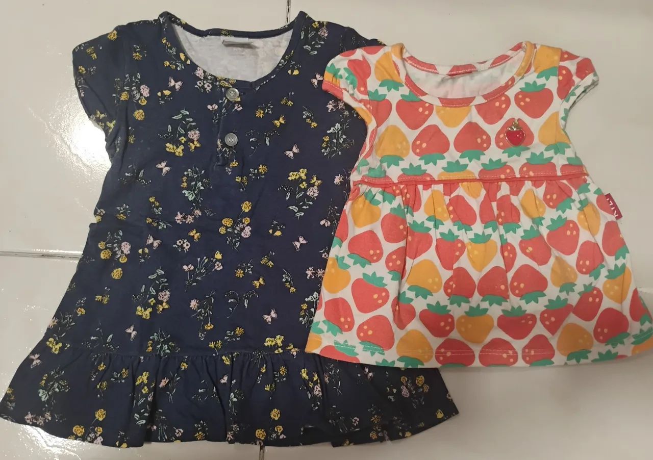 Kit 2 vestidos infantis estampado - bebê.