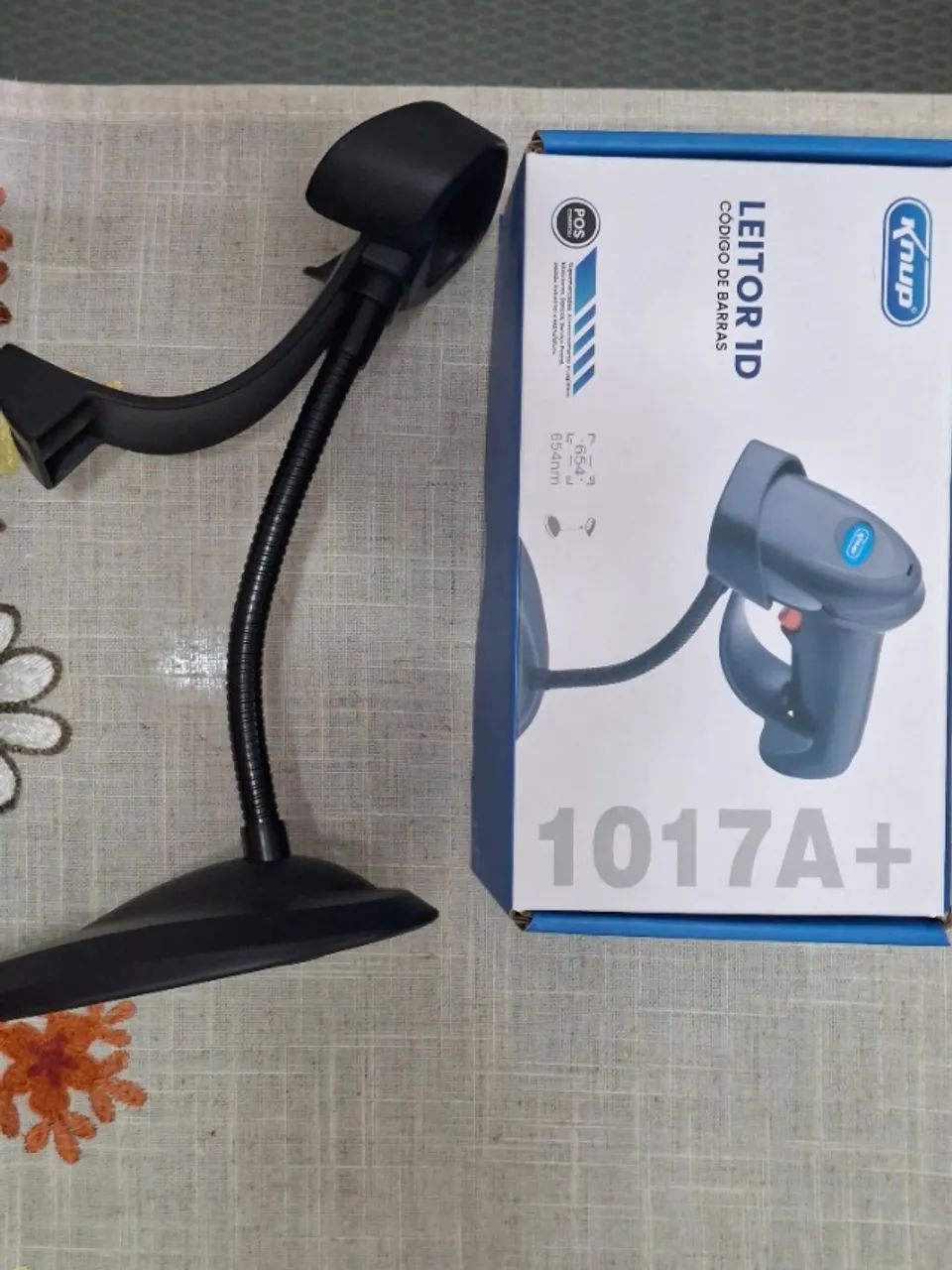 Leitor De Código De Barras Manual Knup Kp-1017 Com Fio Usb