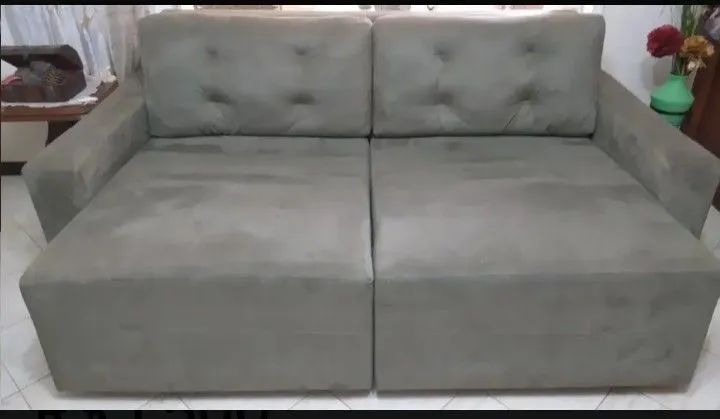 Sofá 4 Lugares 2,3m Tecido Suede Molas Bonnel Assento Retrátil Cinza Escuro com Almofadas - Foto 3