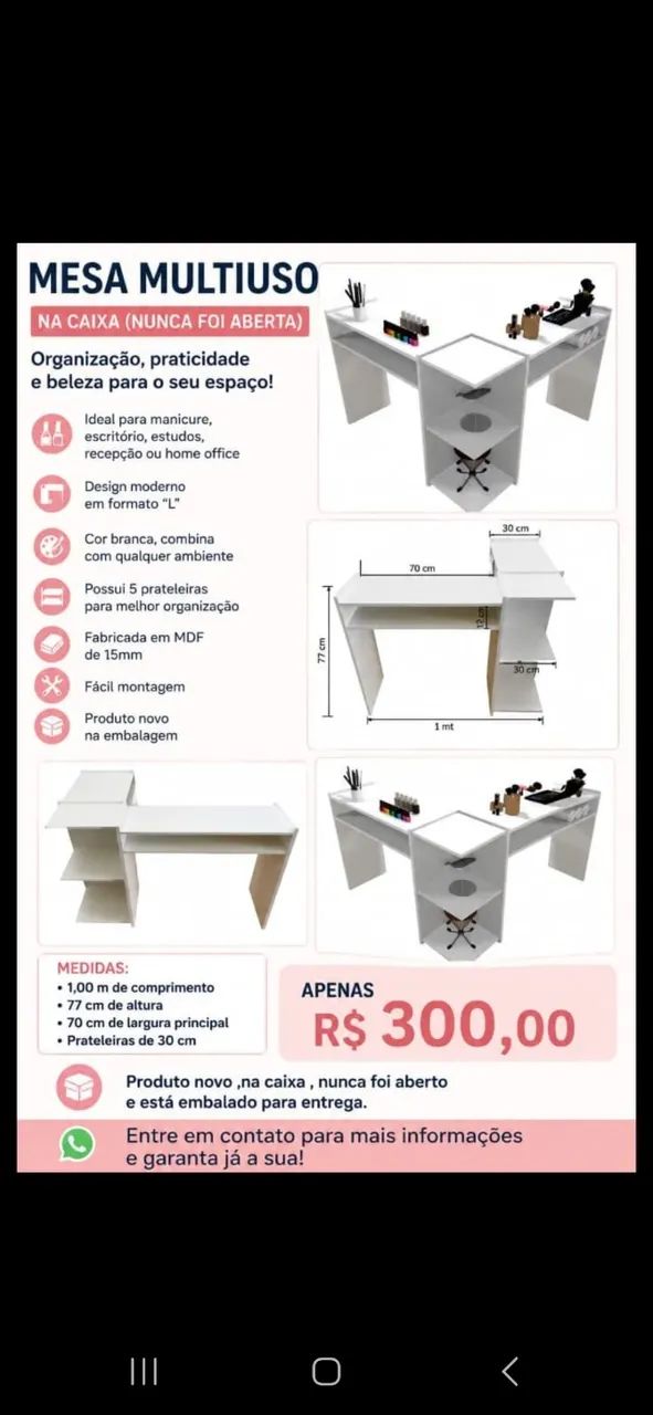 Mesa de manicure, pentiadeira ou escrivaninha  - Foto 4