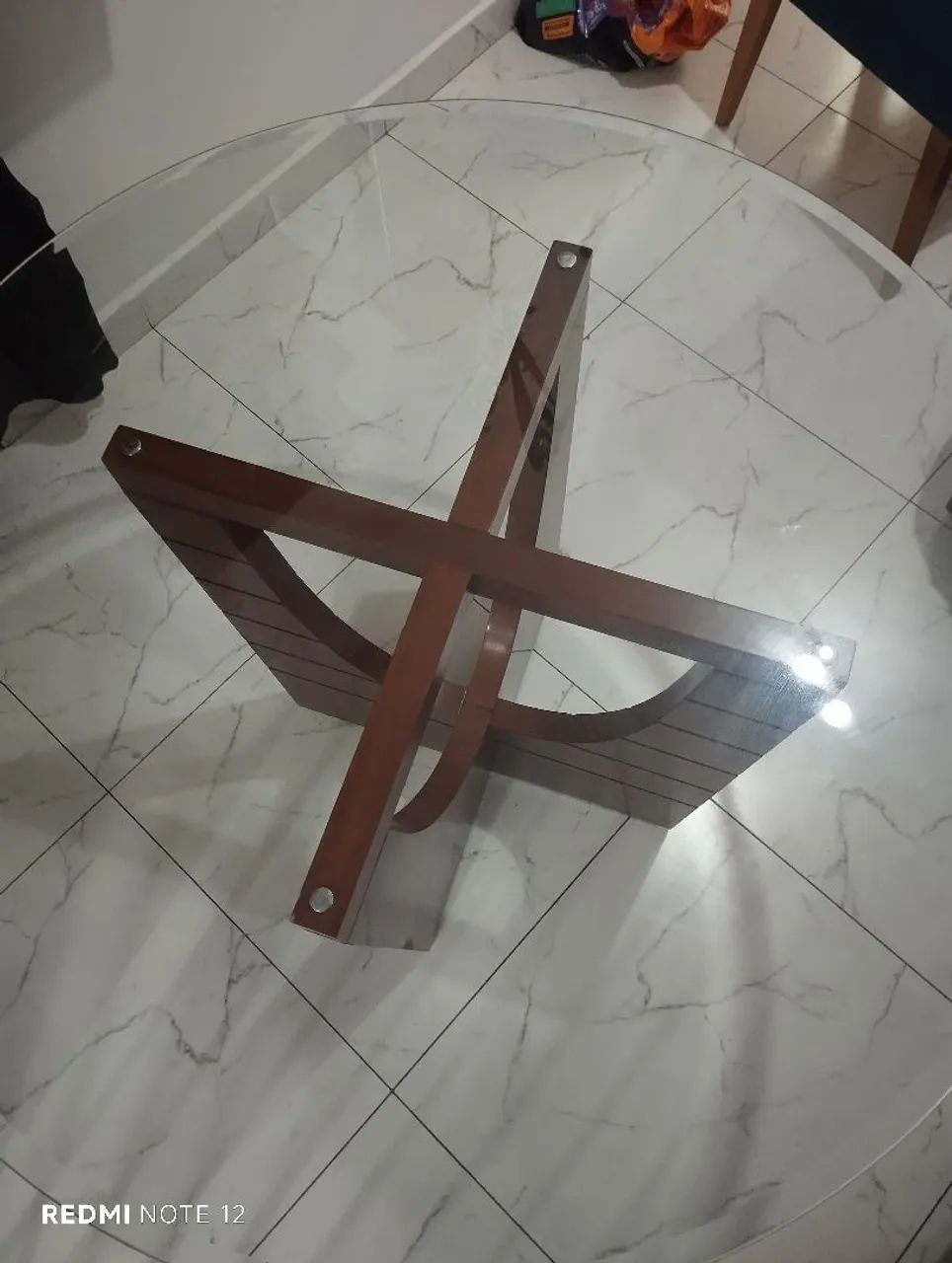 Mesa de jantar vidro e madeira  - Foto 3