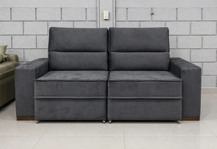 Estofado Sofá Jade Grandlar 2m - Confortavel Paga na Entrega