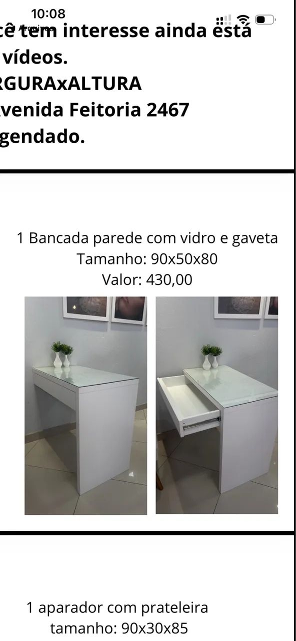 Bancada parede em Mdf