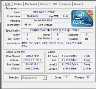 Processador Intel Core I7-740qm 2.93ghz 6mb 4 Core 8 Threads. PARA NOTEBOOK