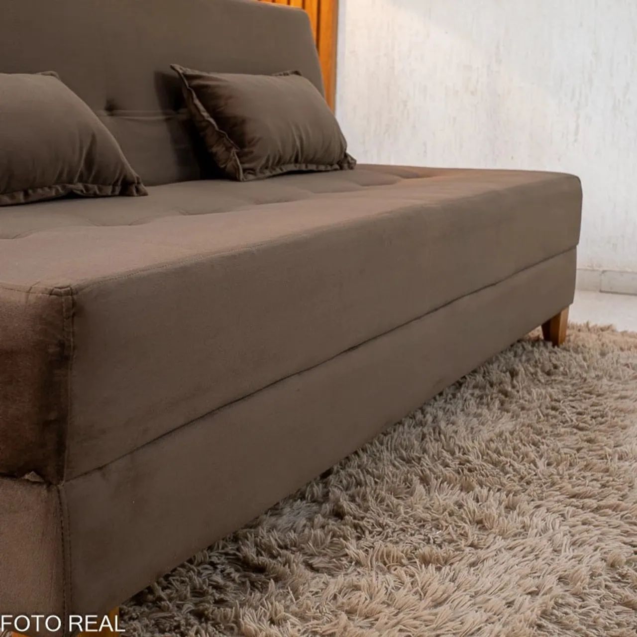 Sofá Cama Arpoador Veludo Marrom Larg. 1.85m rf776 - Foto 2