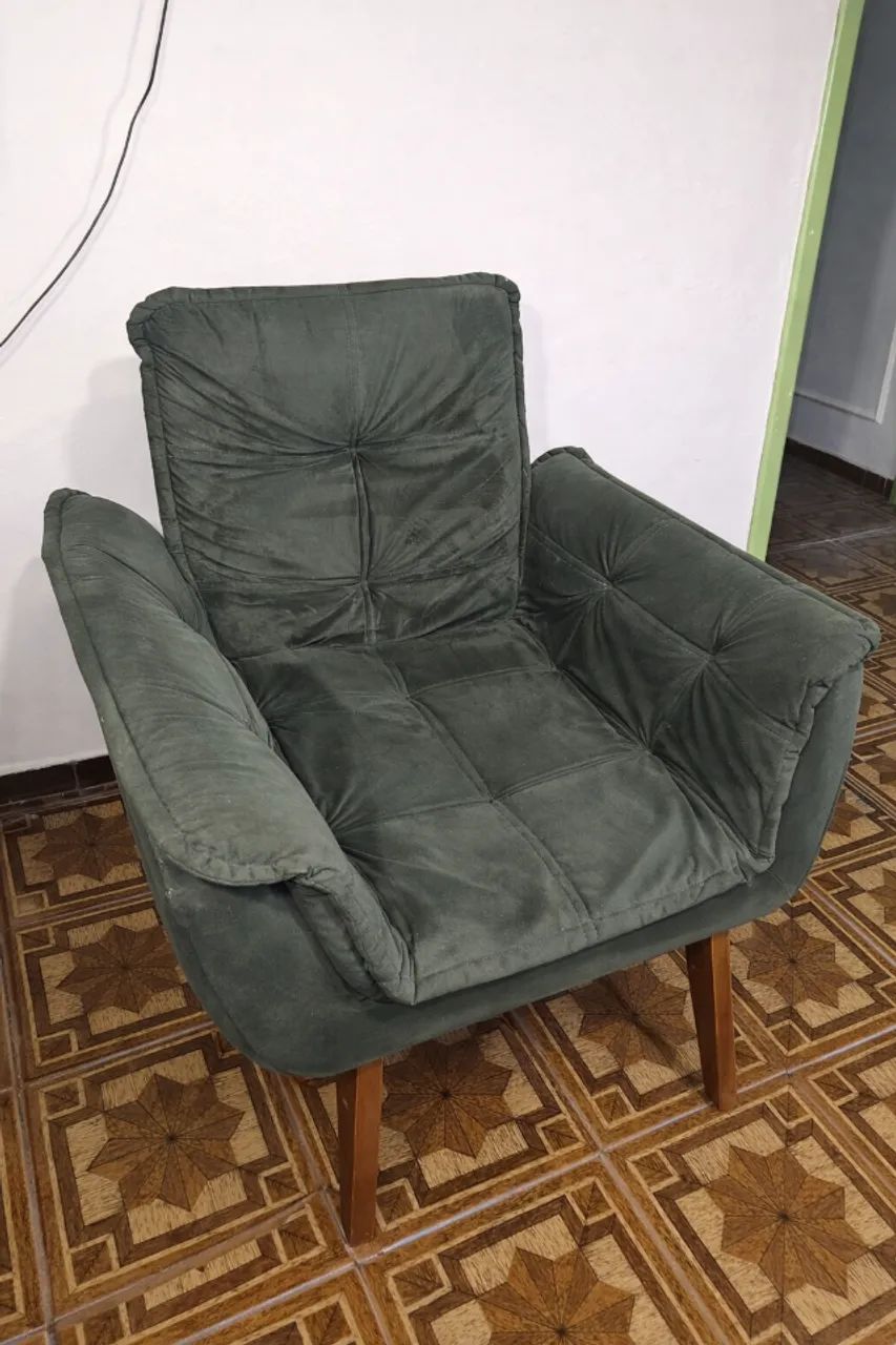Poltrona Suede Verde - Modelo Pérola | R$150