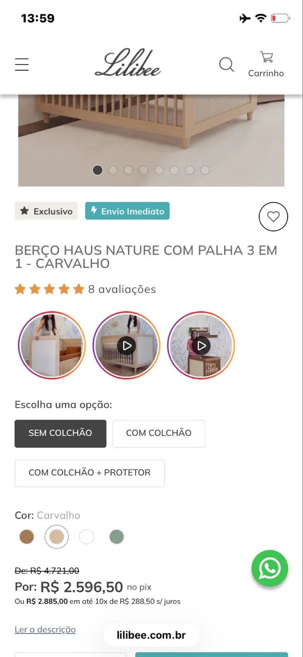 Berço de bebê, marca Lilibee - Foto 3