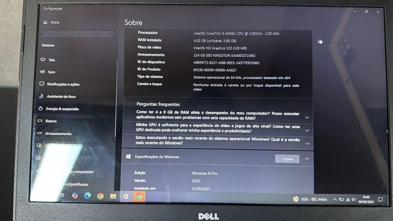      Notebook Dell i3-6006U ? 6ª geração + SSD 240GB - Foto 2