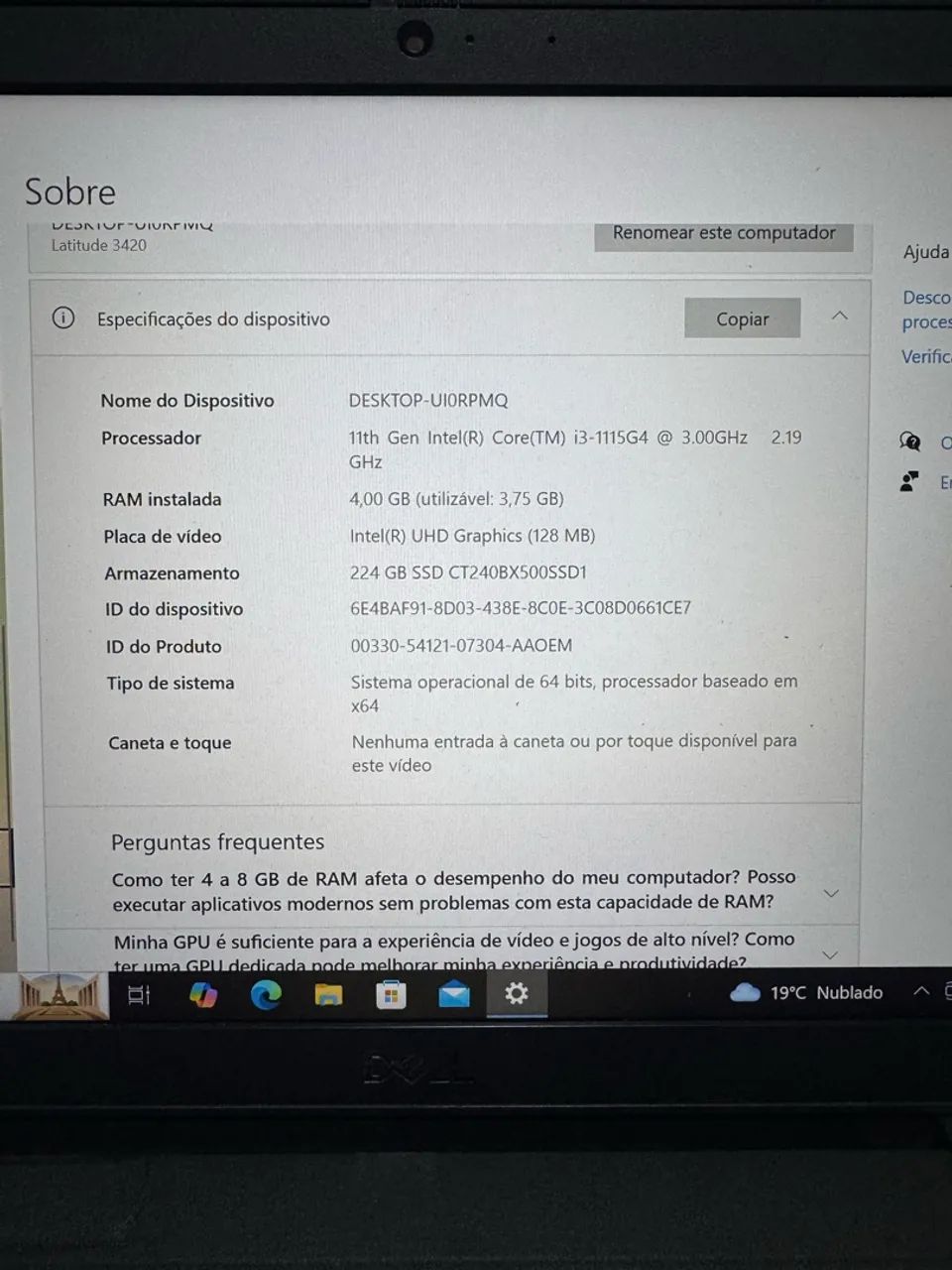 ? NOTEBOOK DELL LATITUDE 3420 À VENDA! - Foto 4