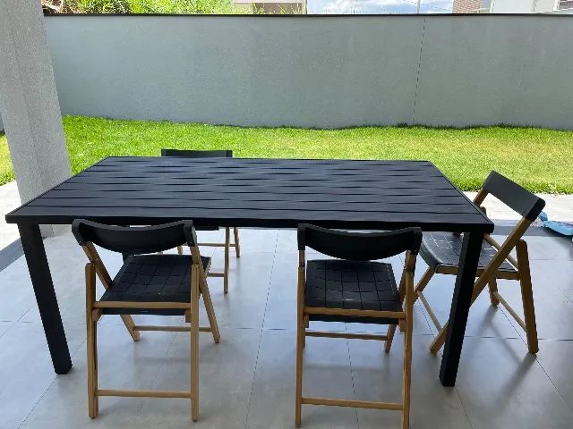 Mesa de alumínio ripado 1,8x0,9 m 