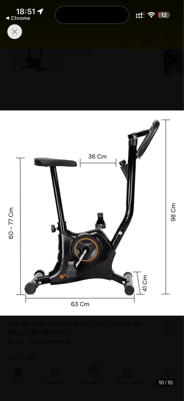 Bicicleta Ergométrica Gallant Trainer Vertical (GBE1HBTA-PT) - Foto 5