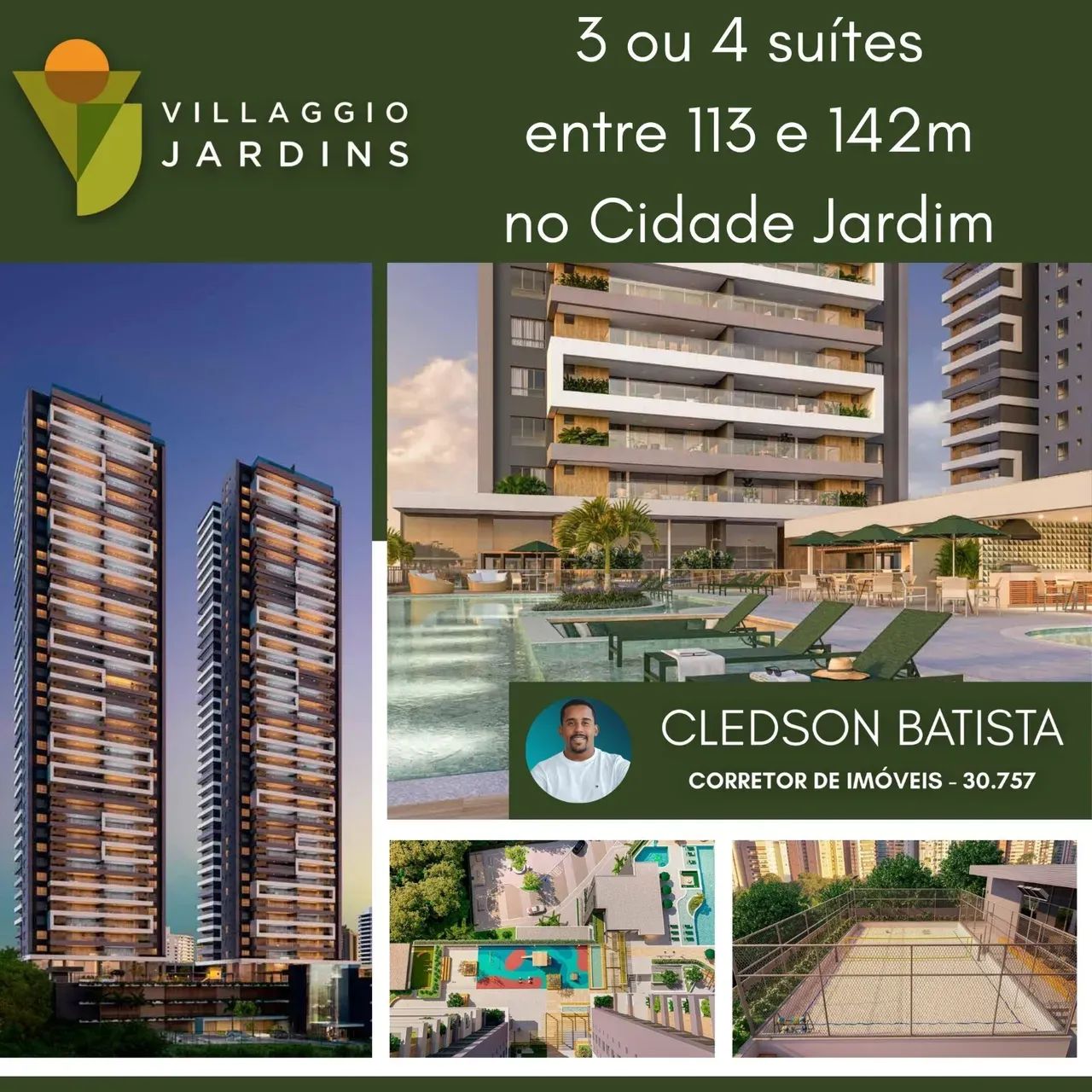Vilaggio Jardins,  3 Ou 4 Suítes, Com Unidades Entre 113M² E 142M² Em Cidade Jardim. 124QK